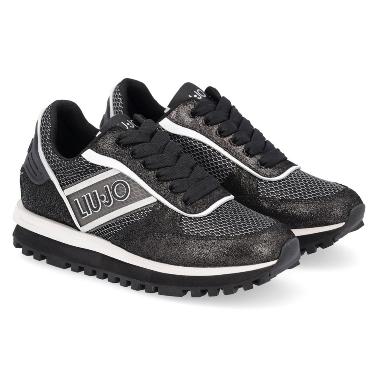Liu-Jo Sneakers en Cuir Up noir/argenté