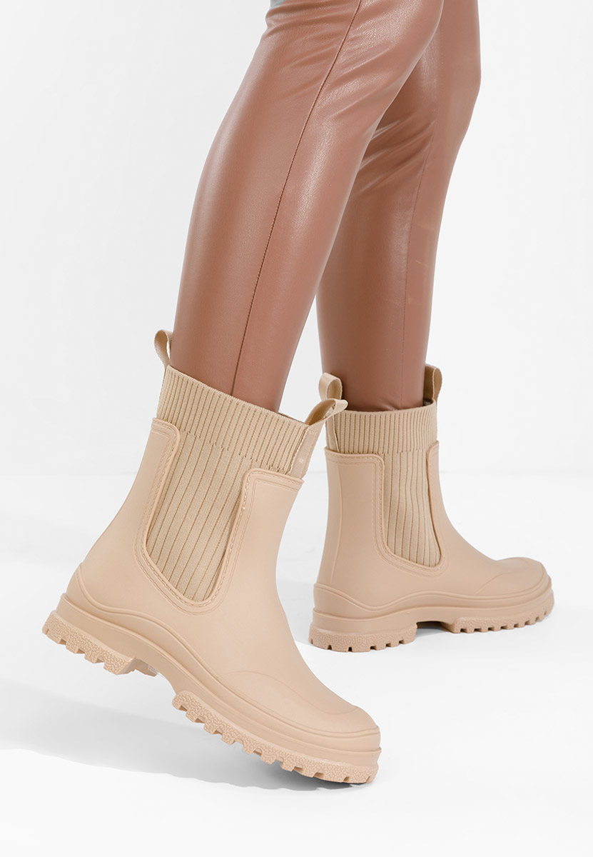 Bottines en caoutchouc beige Aideia