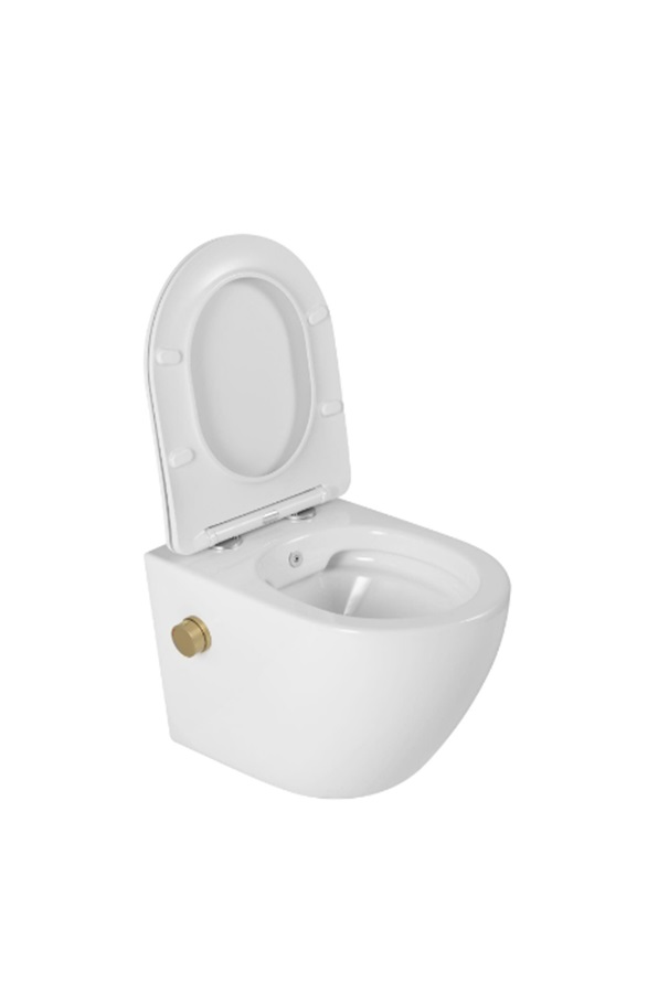 DTG Livorno douche wc met gouden bidetkraan en softclose zitting wit glans