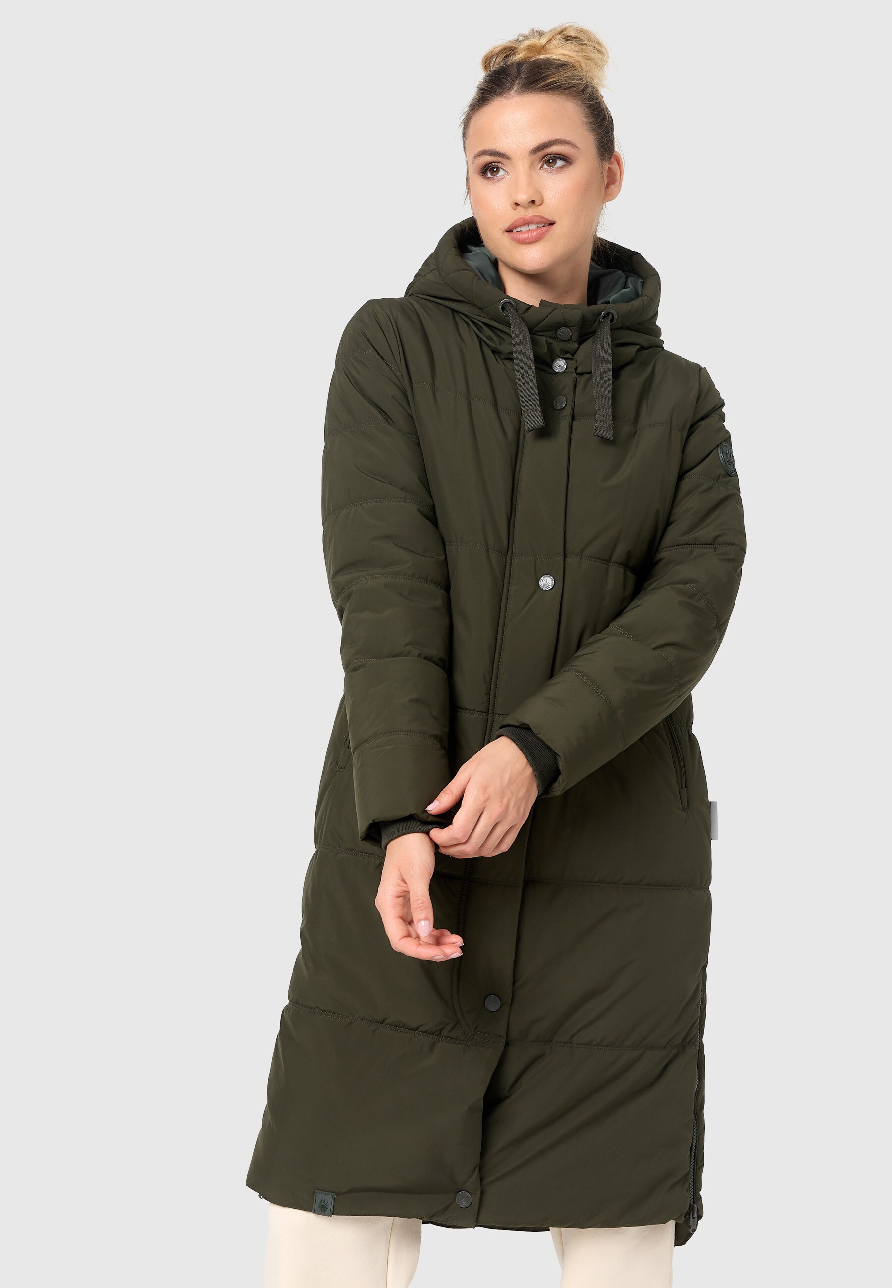 MARIKOO Damen Winter Steppmantel Stepp Jacke Mantel Parka warm mit Kapuze Soranaa