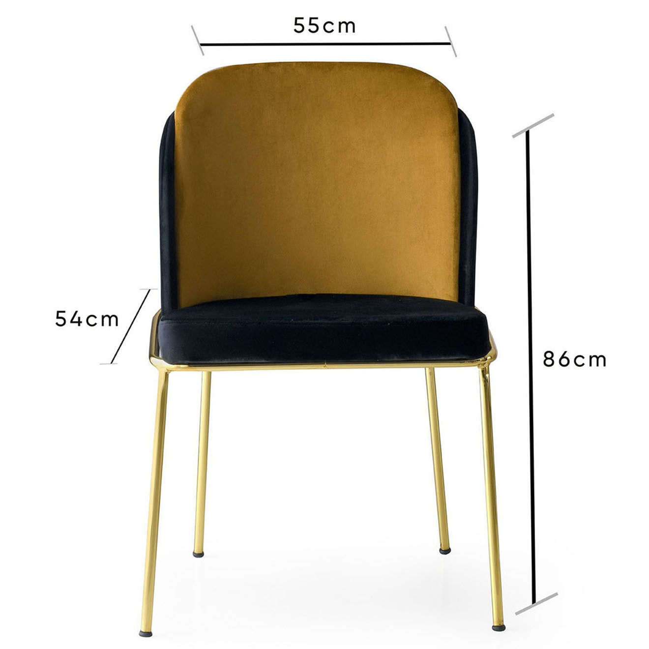 Wooden Art 4 Chaises Dore noir/jaune - 54x86x55 cm