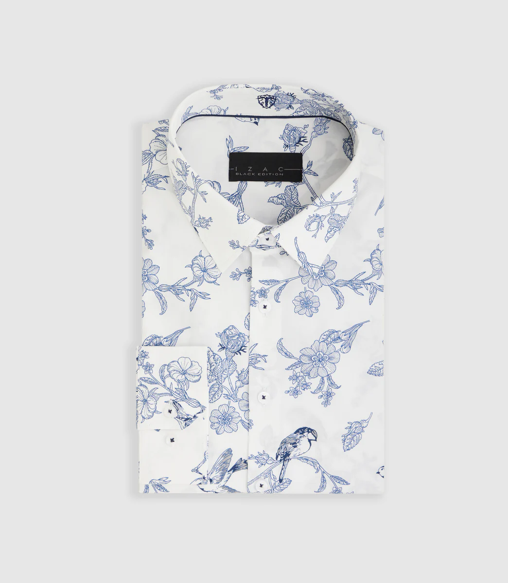 Chemise à imprimé oiseaux blanche 