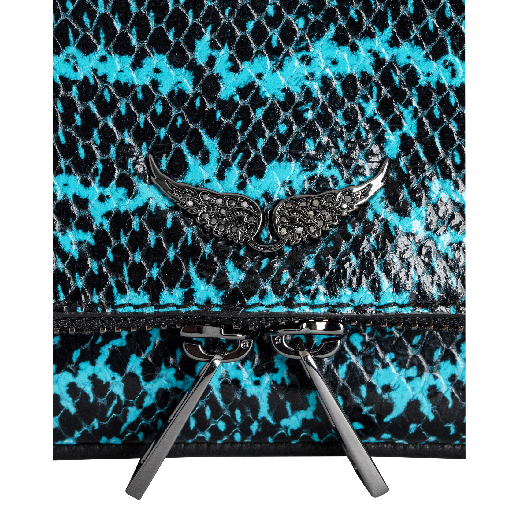 ROCK NANO WILD - Sac bandoulière en cuir effet python| Bleu