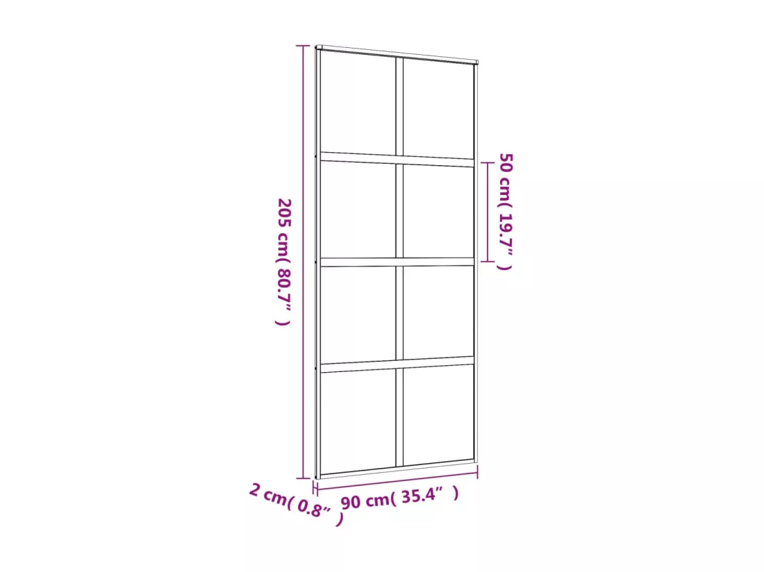 Porte coulissante doré 90x205 cm verre ESG clair et aluminium
