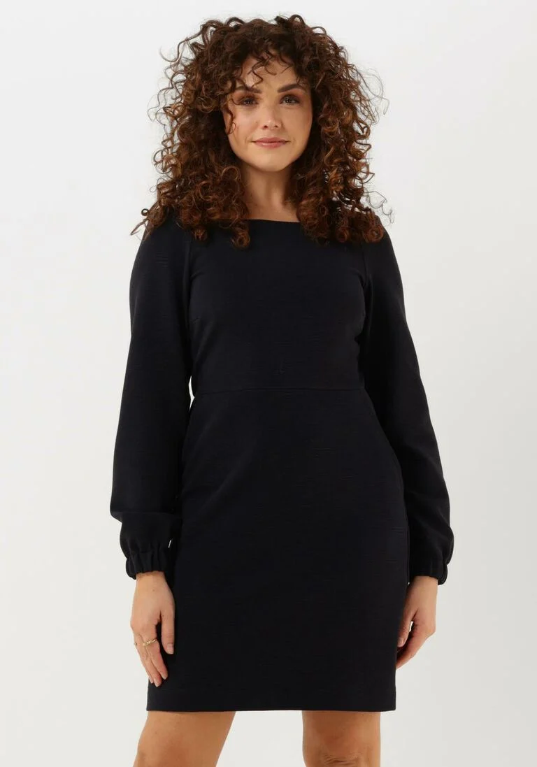 VANILIA donkerblauwe vanilia mini jurk ribbed square mini