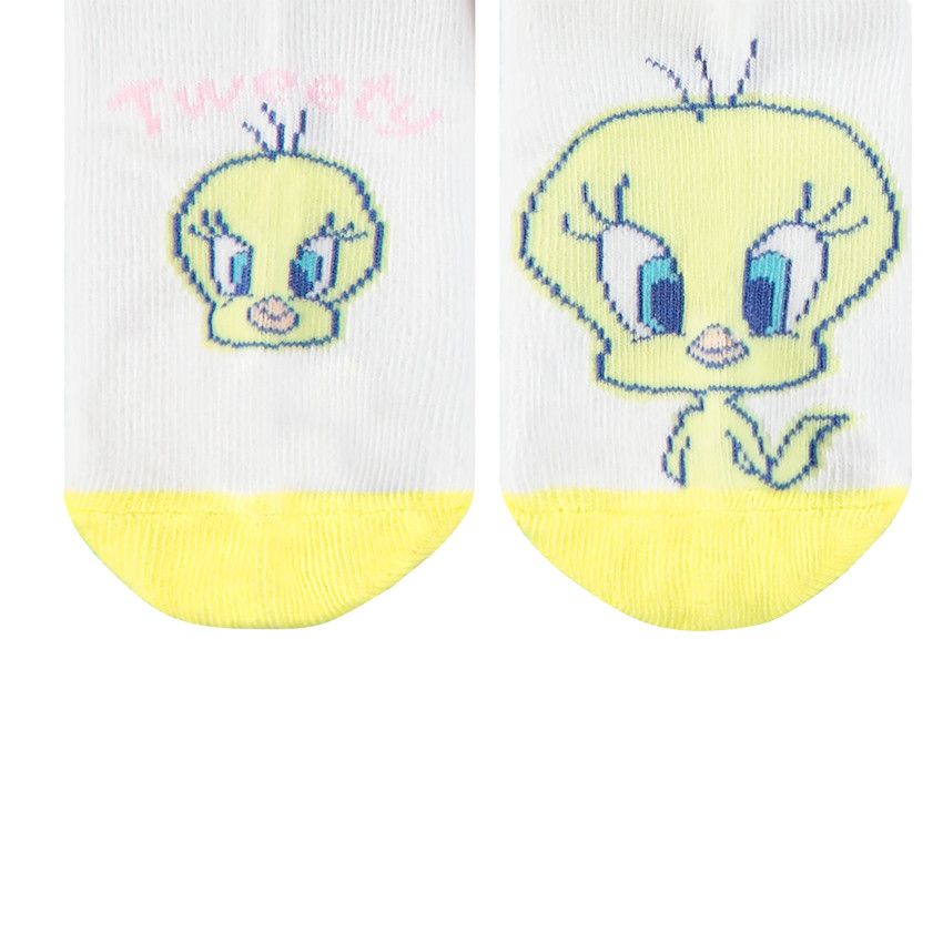 Lot de 3 paires de chaussettes courtes Titi Looney Tunes pour enfant fille - Blanc