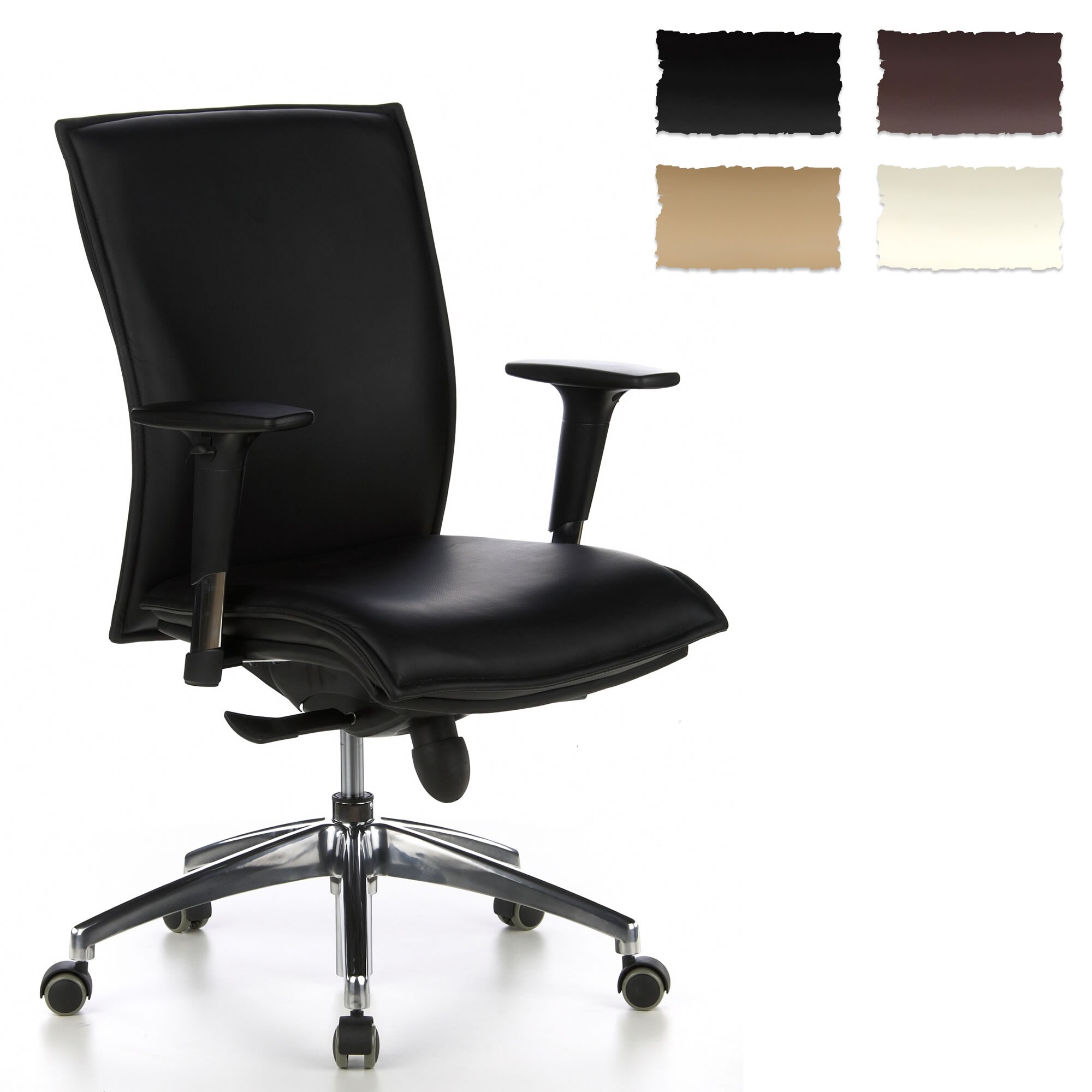 Luxus Chefsessel MURANO 10 Leder mit Armlehnen (höhenverstellbar) hjh OFFICE
