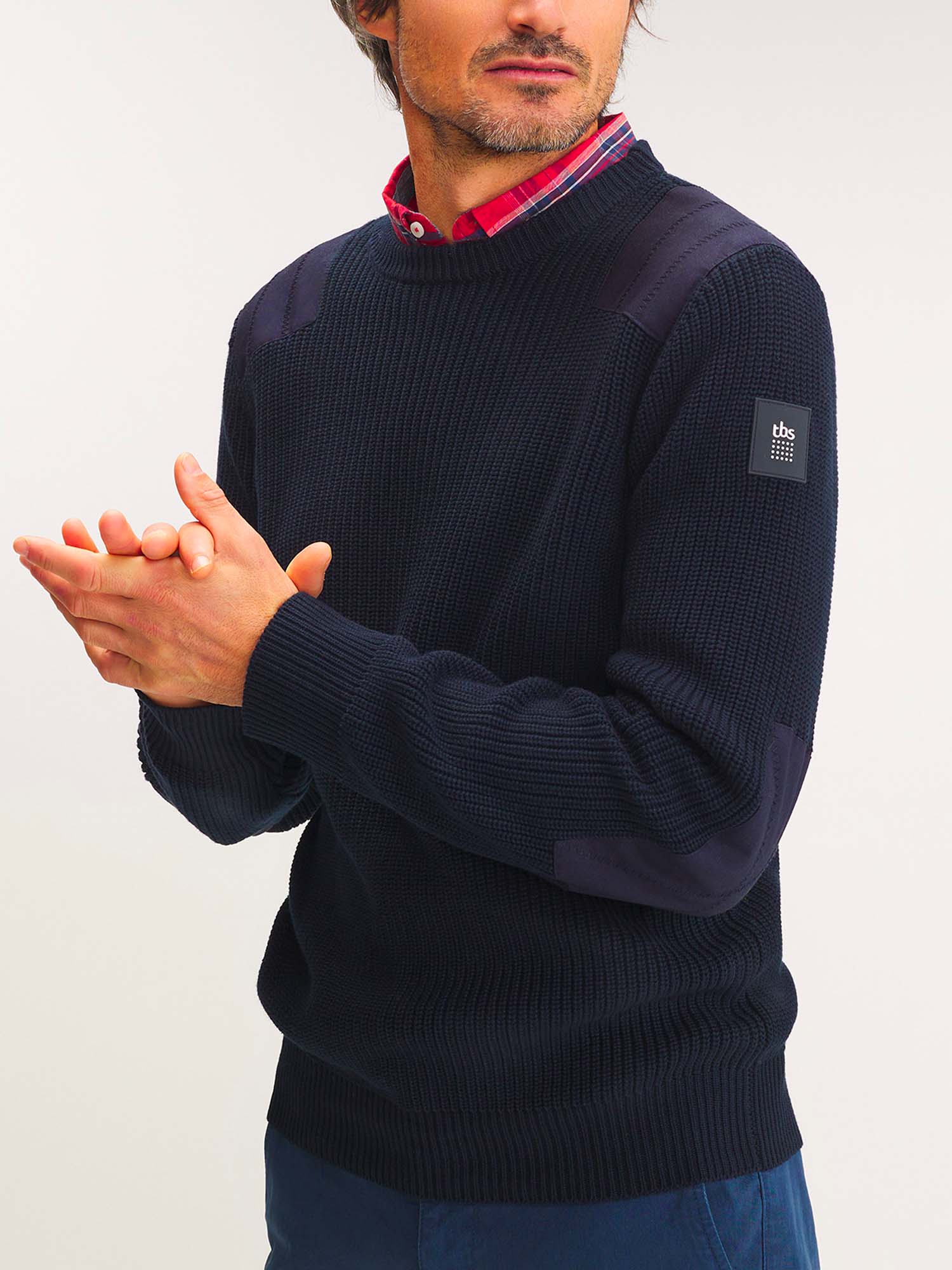 Pull Homme Col Rond Maille Marine