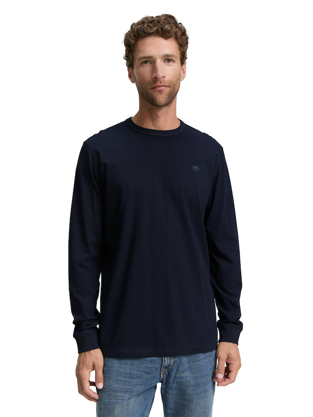 TOM TAILOR Langarmshirt mit Logo Stickerei