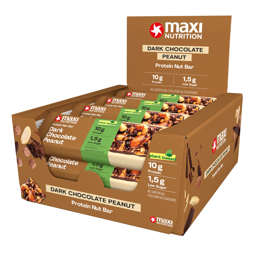 12x Maxi Nutrition Protein Nut Bar Dark Chocolate Peanut (46 gr)
