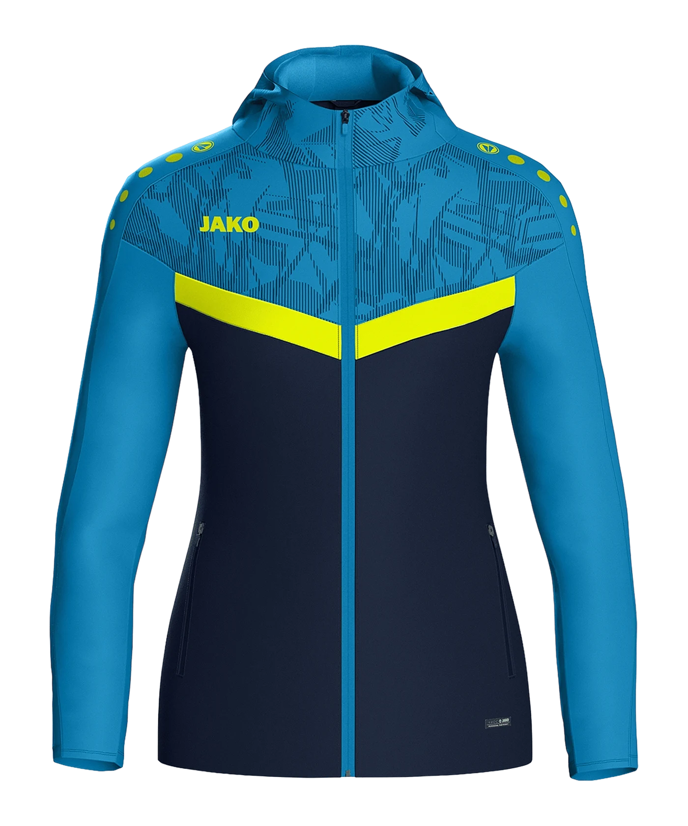 JAKO Icon Kapuzenjacke Damen Blau Gelb F914