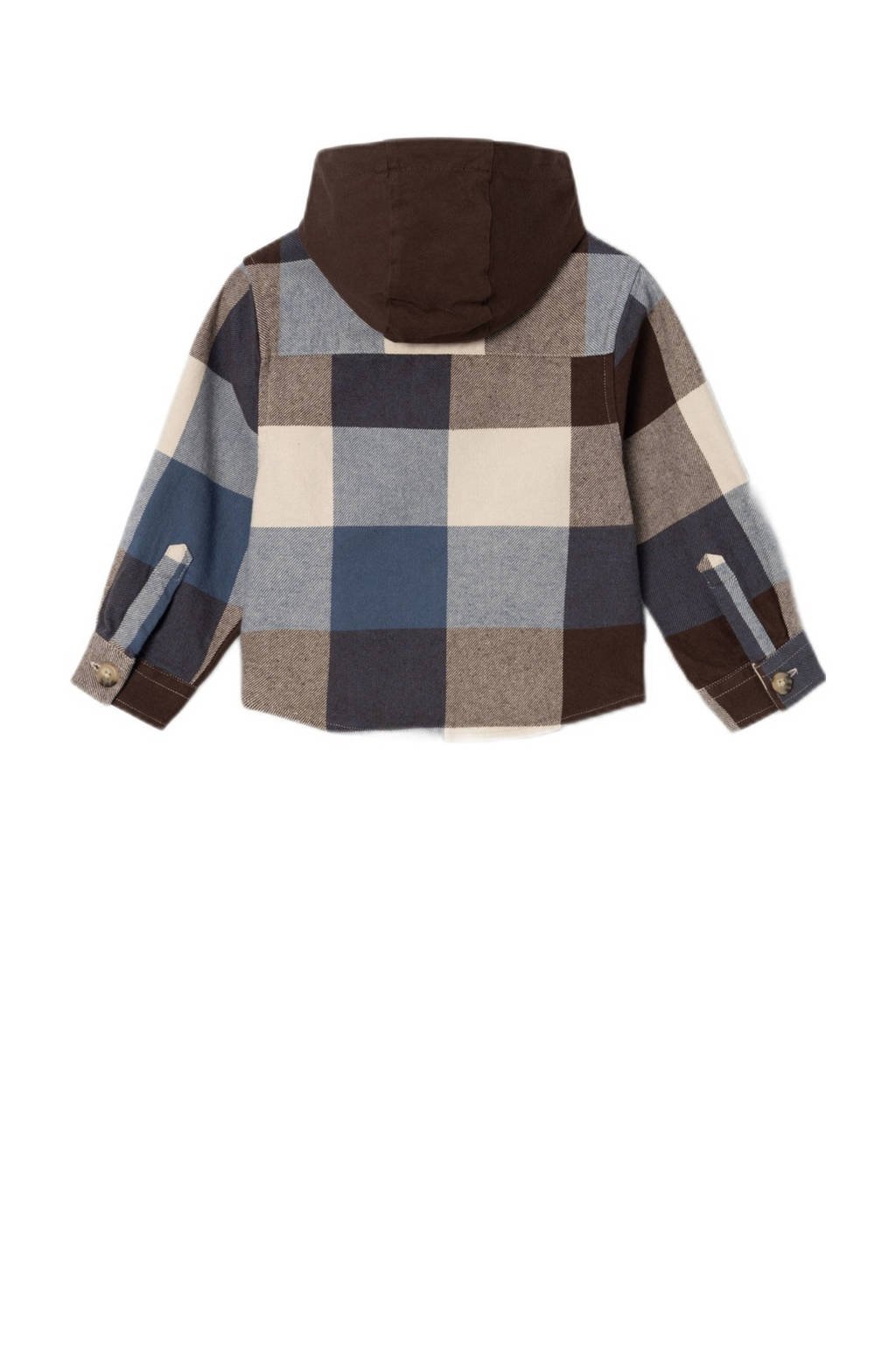 NAME IT overshirt met capuchon NMMOSOM bruin/blauw/ecru