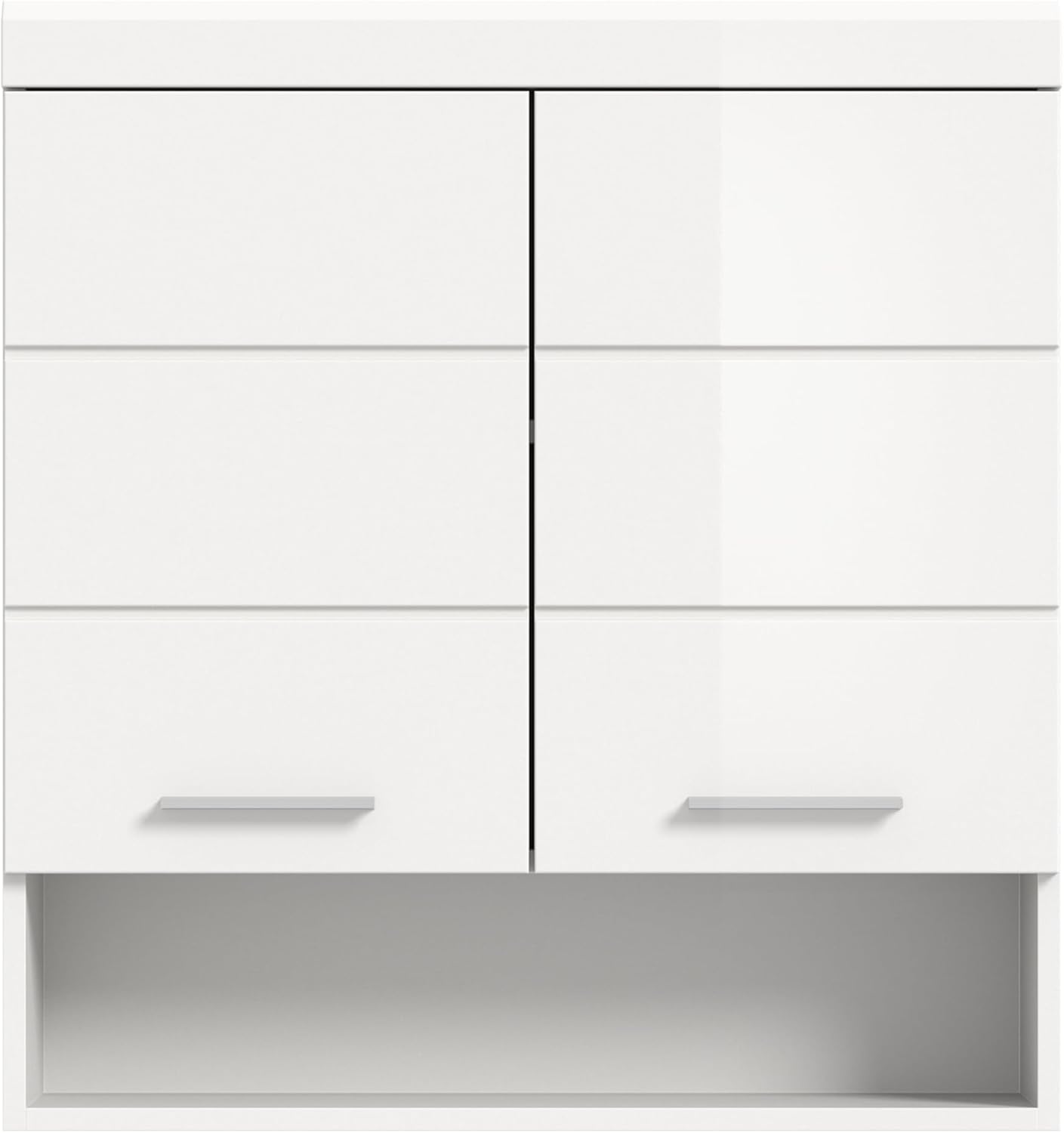 xonox.home Bad Scout X06A9723 Hängeschrank Wandschrank Schrank in weiß Nachbildung und weiß Hochglanz tiefzieh, ca. B/H/T: 74x79x24 cm