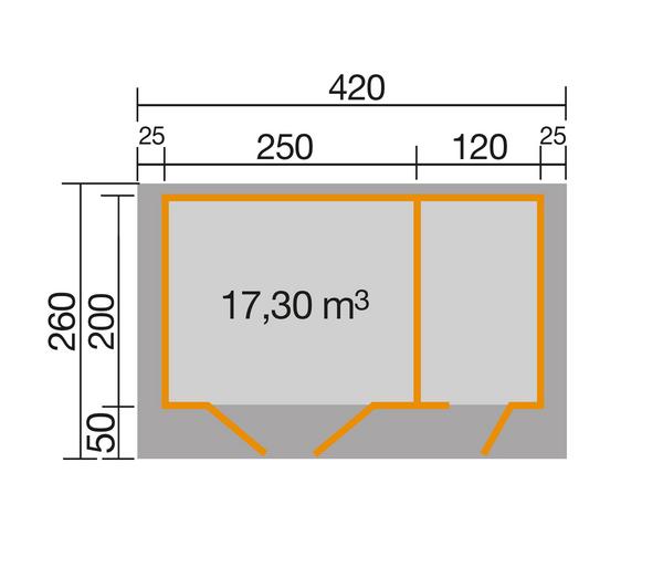 Weka Gartenhaus 253 Gr. 1, ca. B420/H270/T260