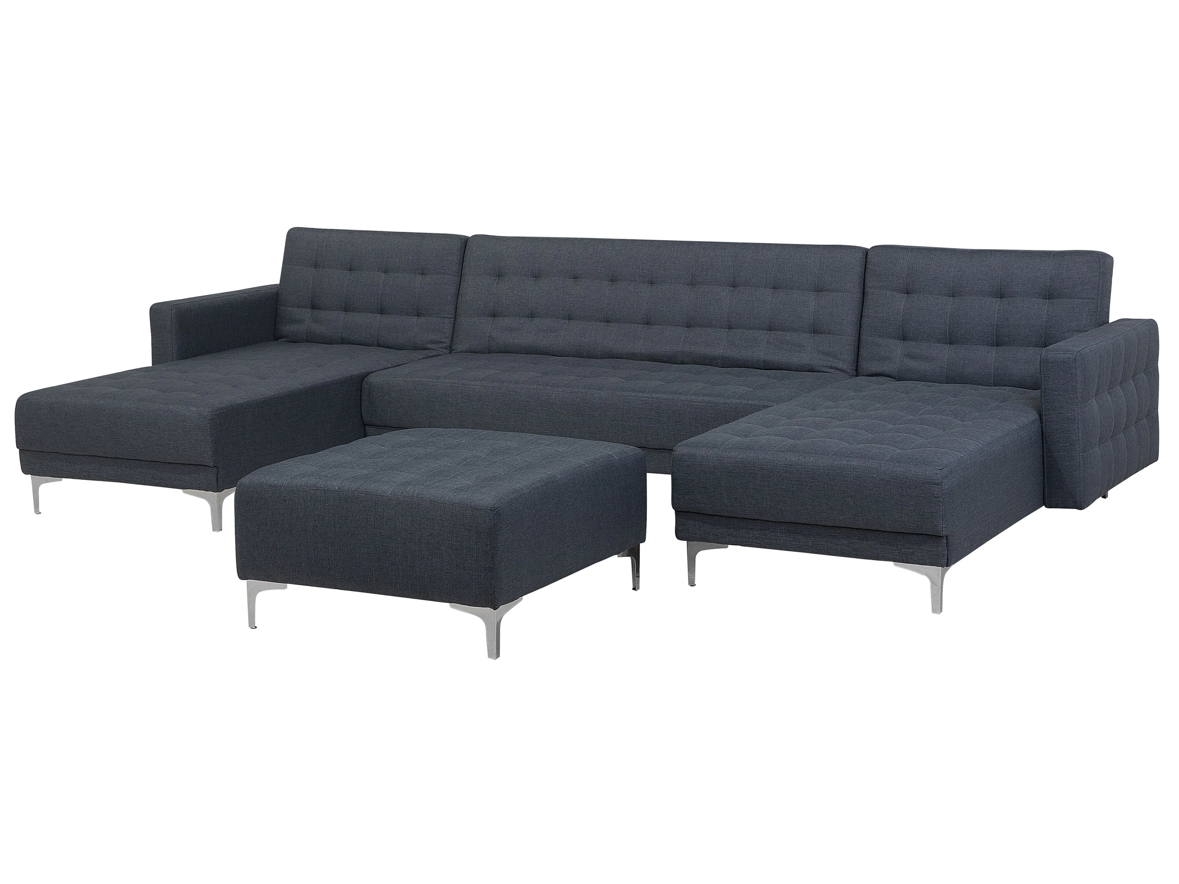 Modulaire U-vormige slaapbank 5-zits ABERDEEN Stof Donkergrijs met ottomaan