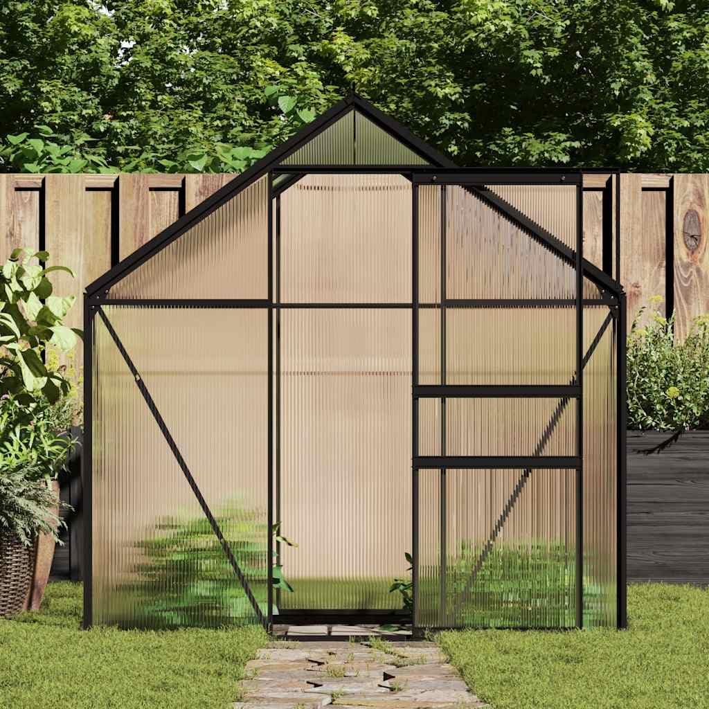 vidaXL Gewächshaus UV-beständig Wärmeisolierend Treibhaus Tomatenhaus Frühbeet Garten Pflanzenhaus Gartenhaus Anthrazit Aluminium 2,47m²
