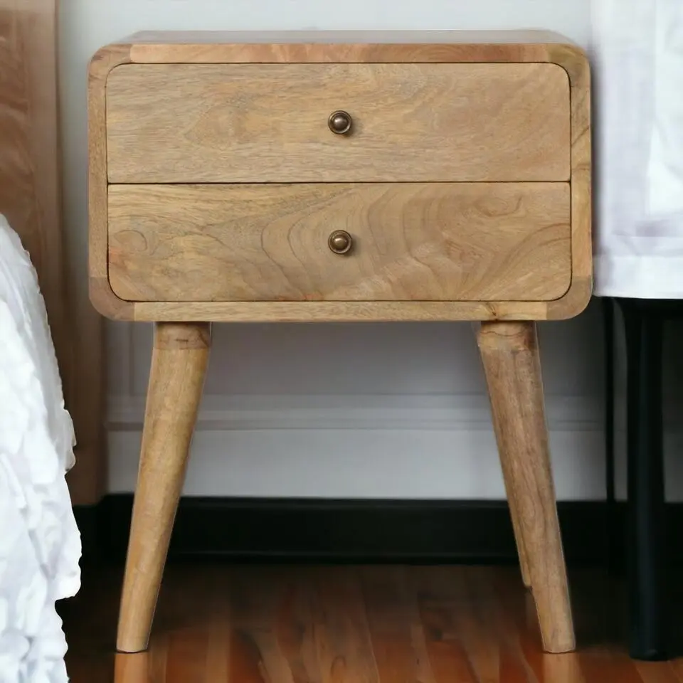 Artisan Furniture Massief Houten Gebogen Eiken Nachtkastje