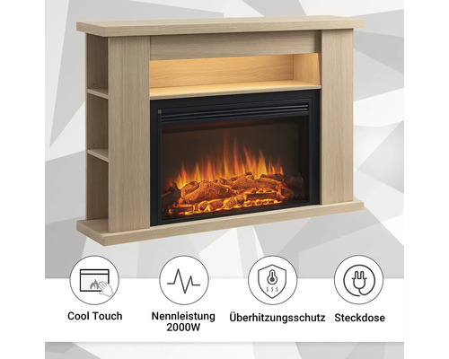 Elektrische haard Balderia Ruby licht eiken 2000 watt