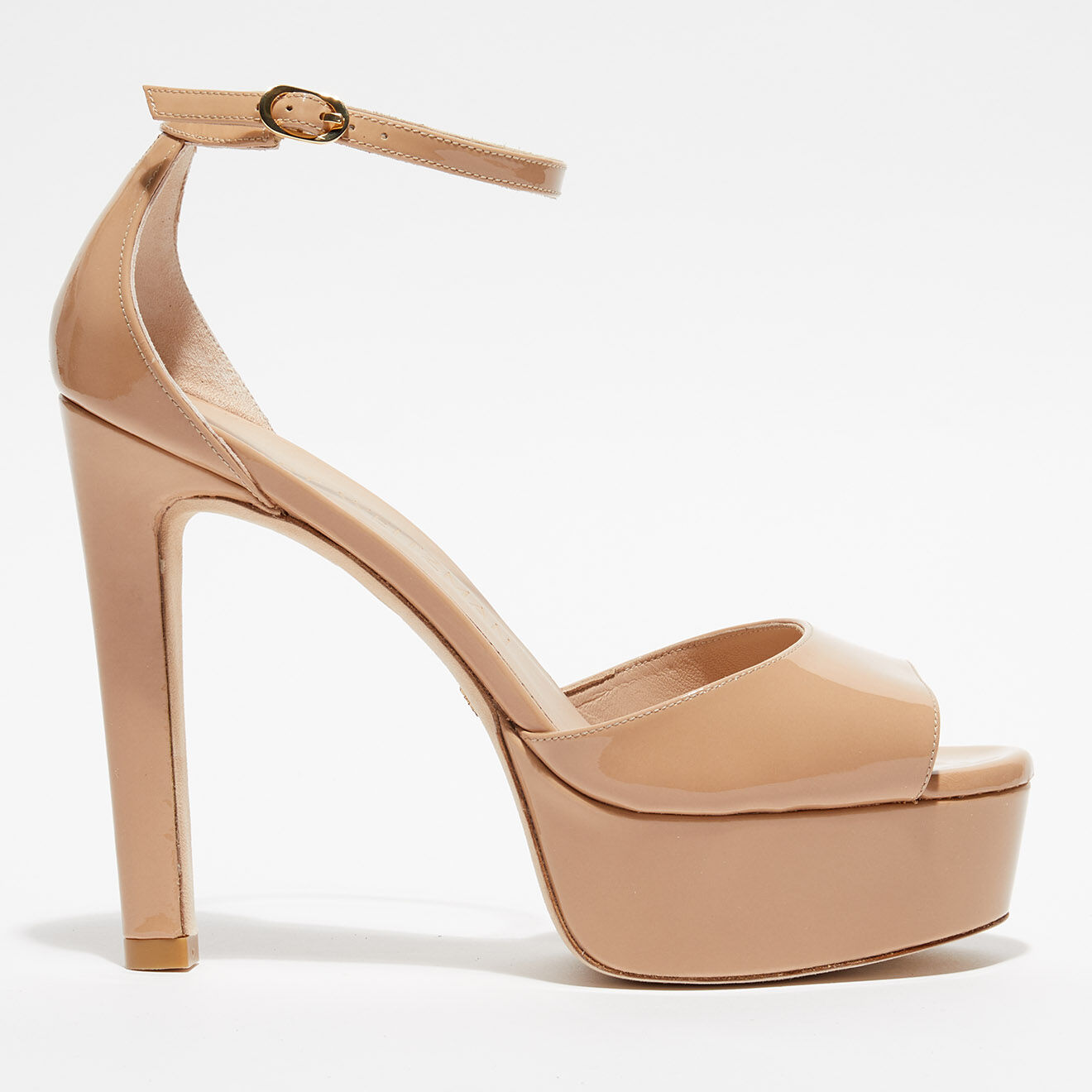 Stuart Weitzman Sandales en Cuir Discoplatform beiges - Talon 13,5 cm