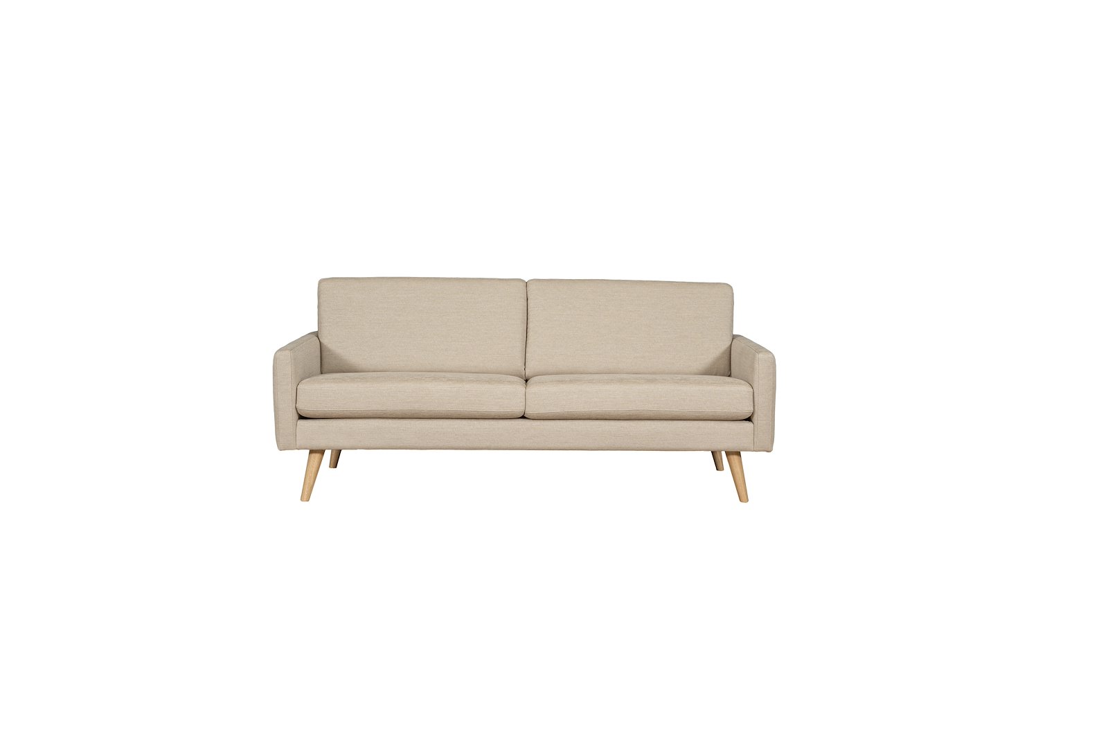 Villa 3-seter Tekstil Nicole 1/18 Beige. Skrå ben eik natur. Arm 23. Fast/Fast. Duo