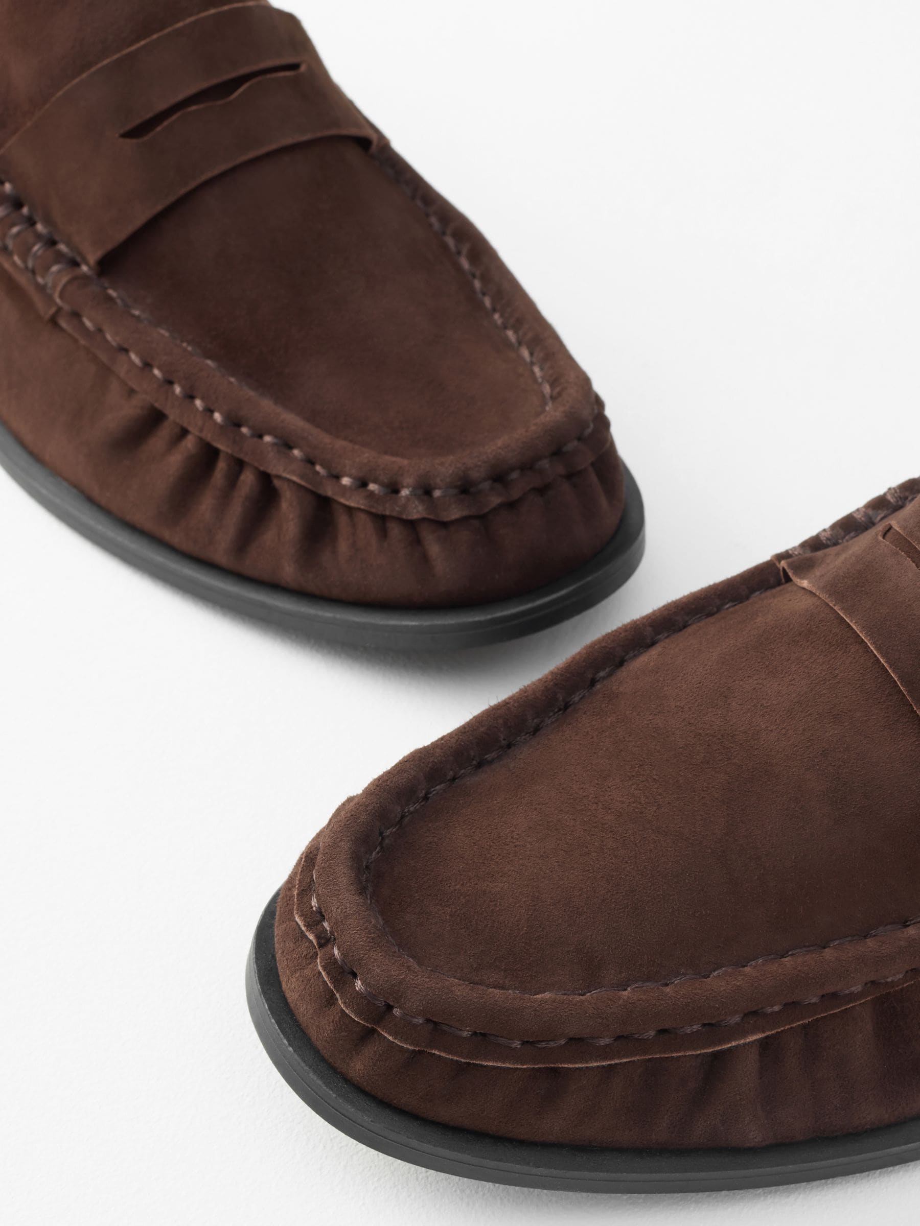 Chocoladebruin suède - Forever Comfort® Premium Leren Loafers met Motionflex en ruches