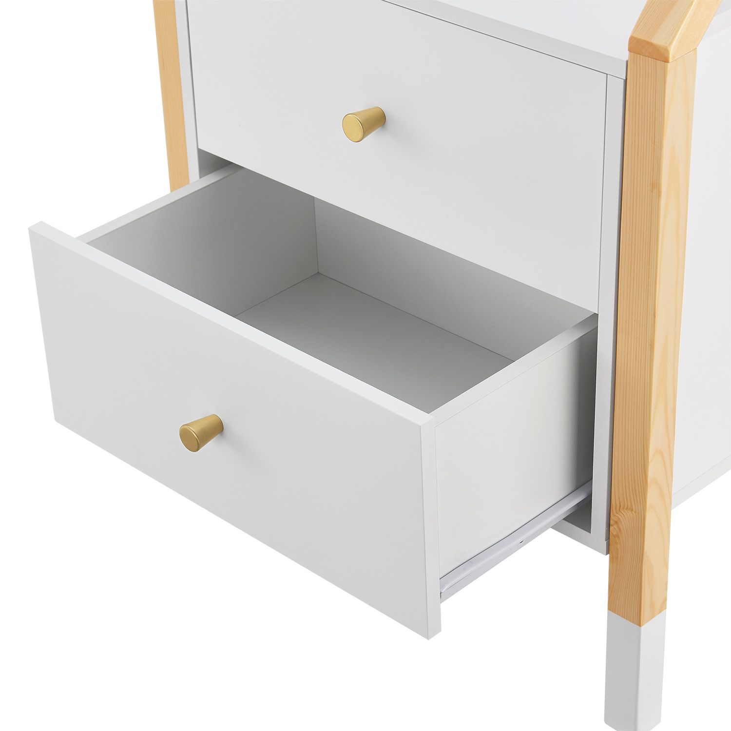 Juskys Kinder Nachttisch Enny mit 2 Schubladen - Nachtschrank klein & modern - Kommode Holz - Weiß
