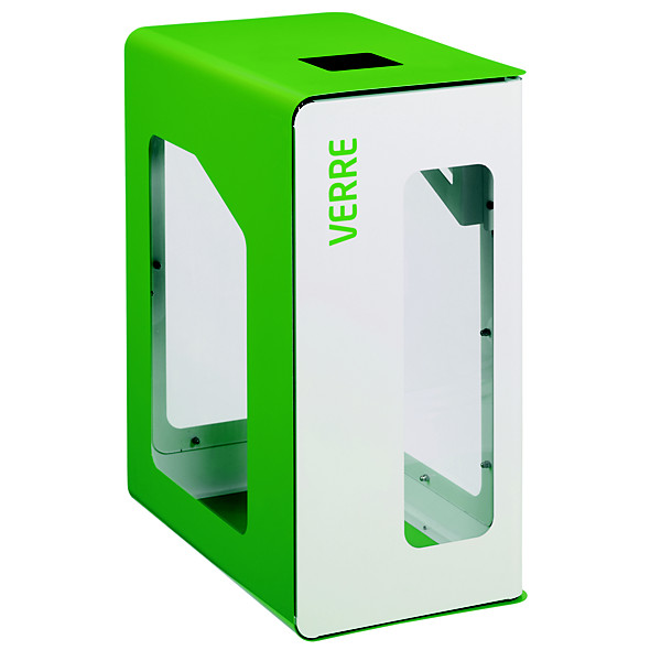 Borne de tri sélectif 90 L support-sac vigi sans serrure - cubatri - tri verre-blanc+vert