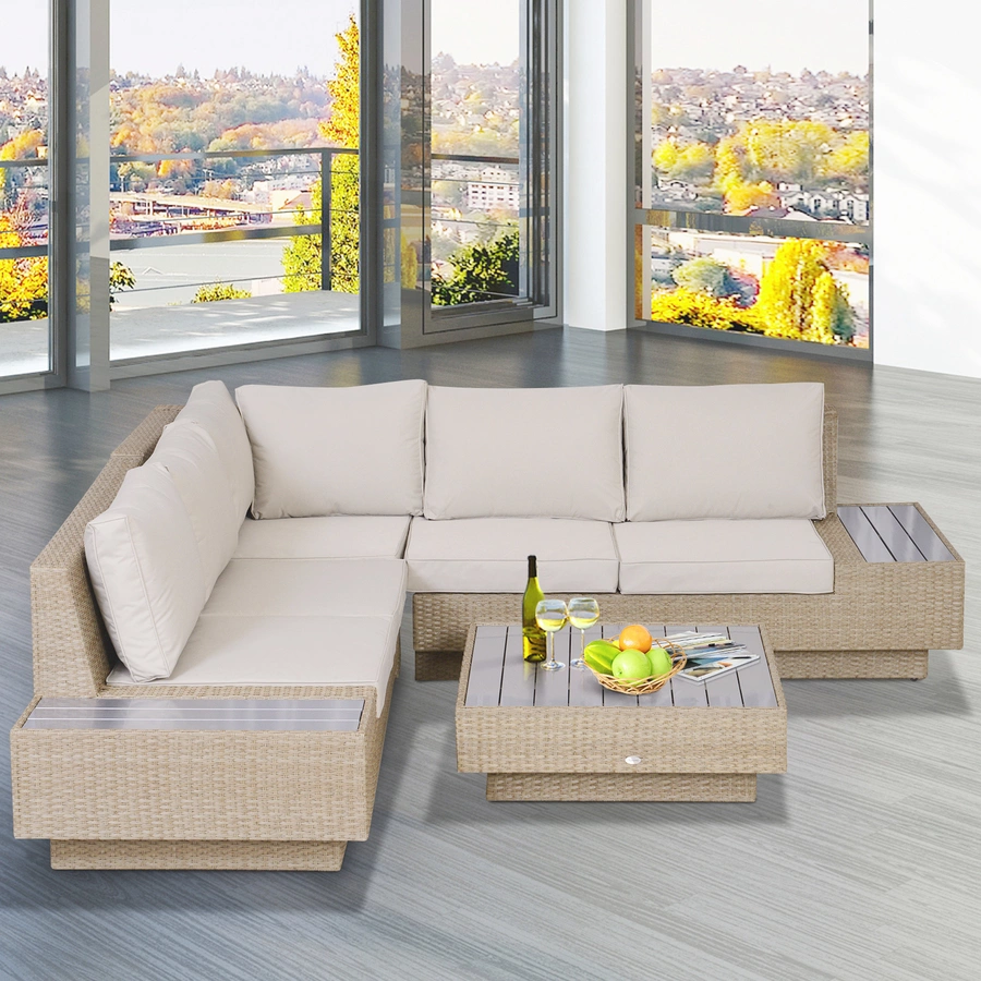Outsunny Luxus Polyrattan Loungeset beige