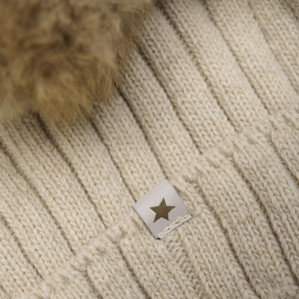 Køb Huttelihut Sand Melange Hue Strik Alpaca Pompom