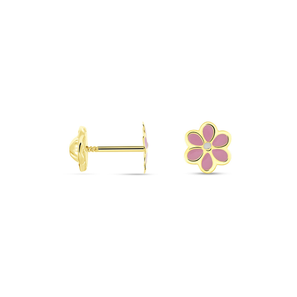 Boucles D'oreilles Puces Or Jaune Talia Email