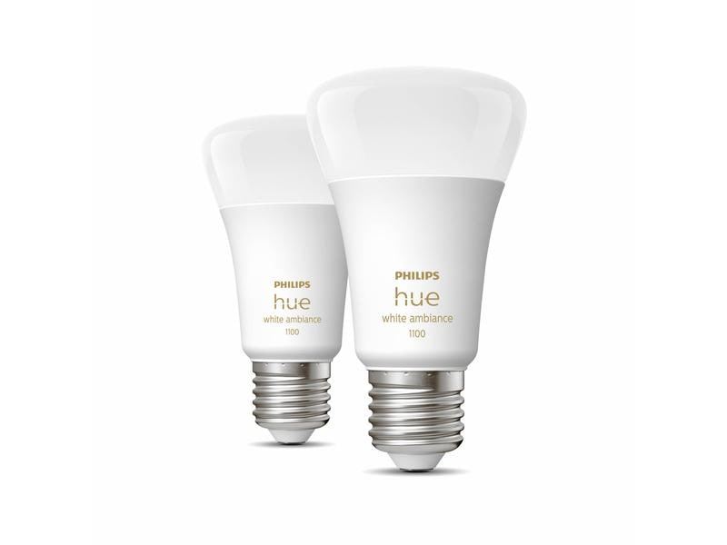 Philips Hue Leuchtmittel White Ambiance E27 Doppelpack 2 x Per Bluetooth steuerbares Hue E27-Leuchtmittel