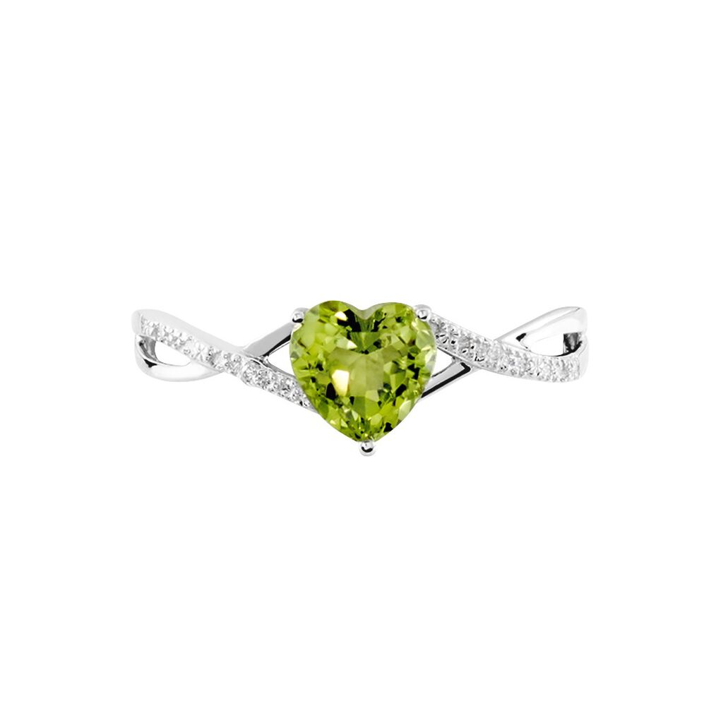 Bague Clothilde Or Blanc Peridot Et Oxyde