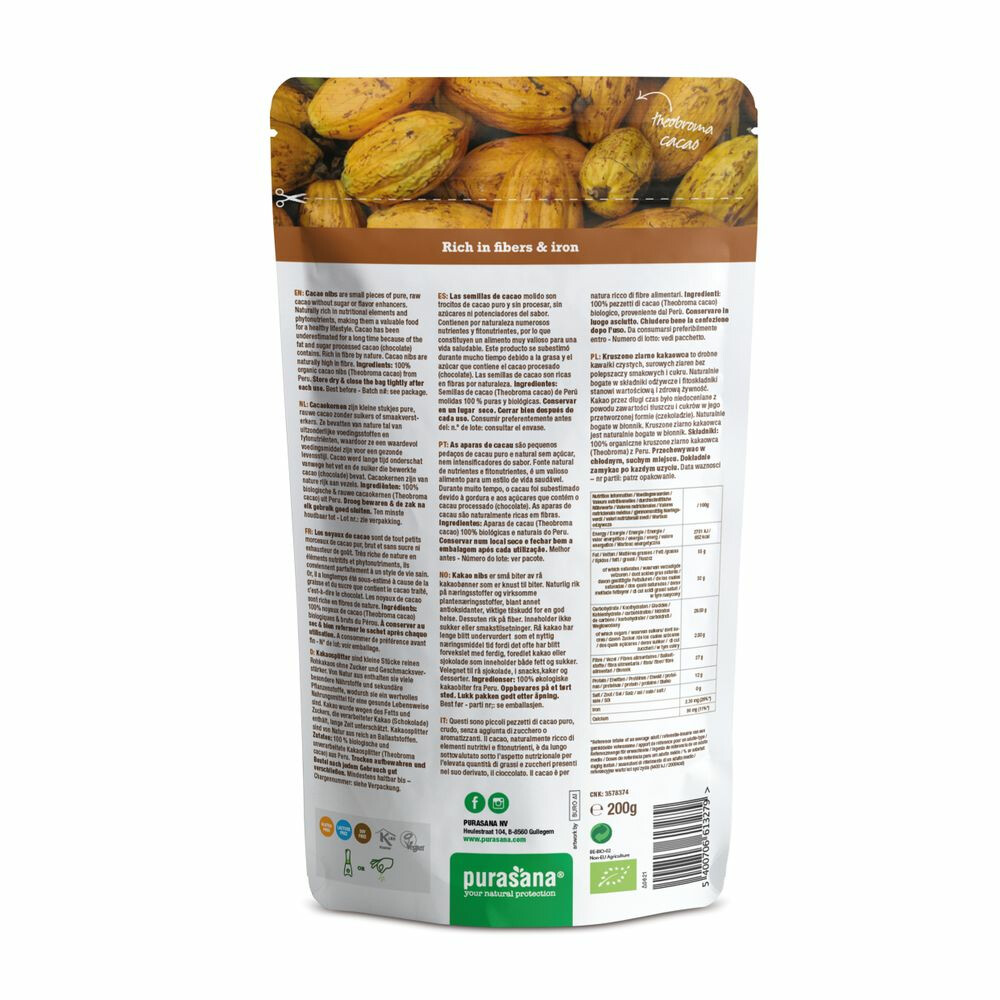 Purasana Superfood Cacaokernen Bio200 gr