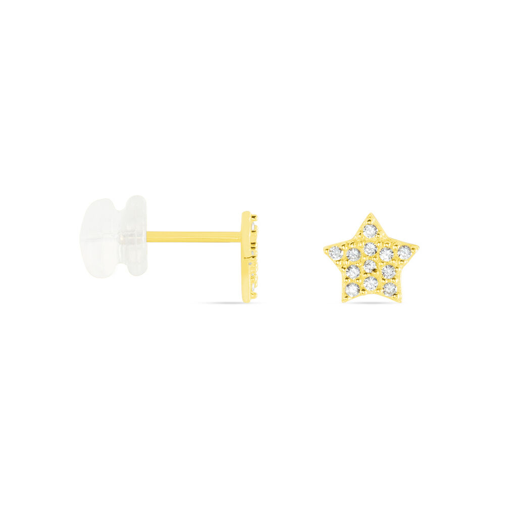 Boucles D'oreilles Puces Or Jaune Fragaria Oxydes