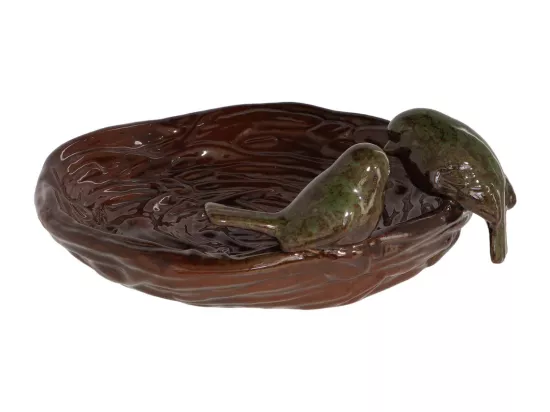 Bain oiseau en grès Nature Oiseaux verts