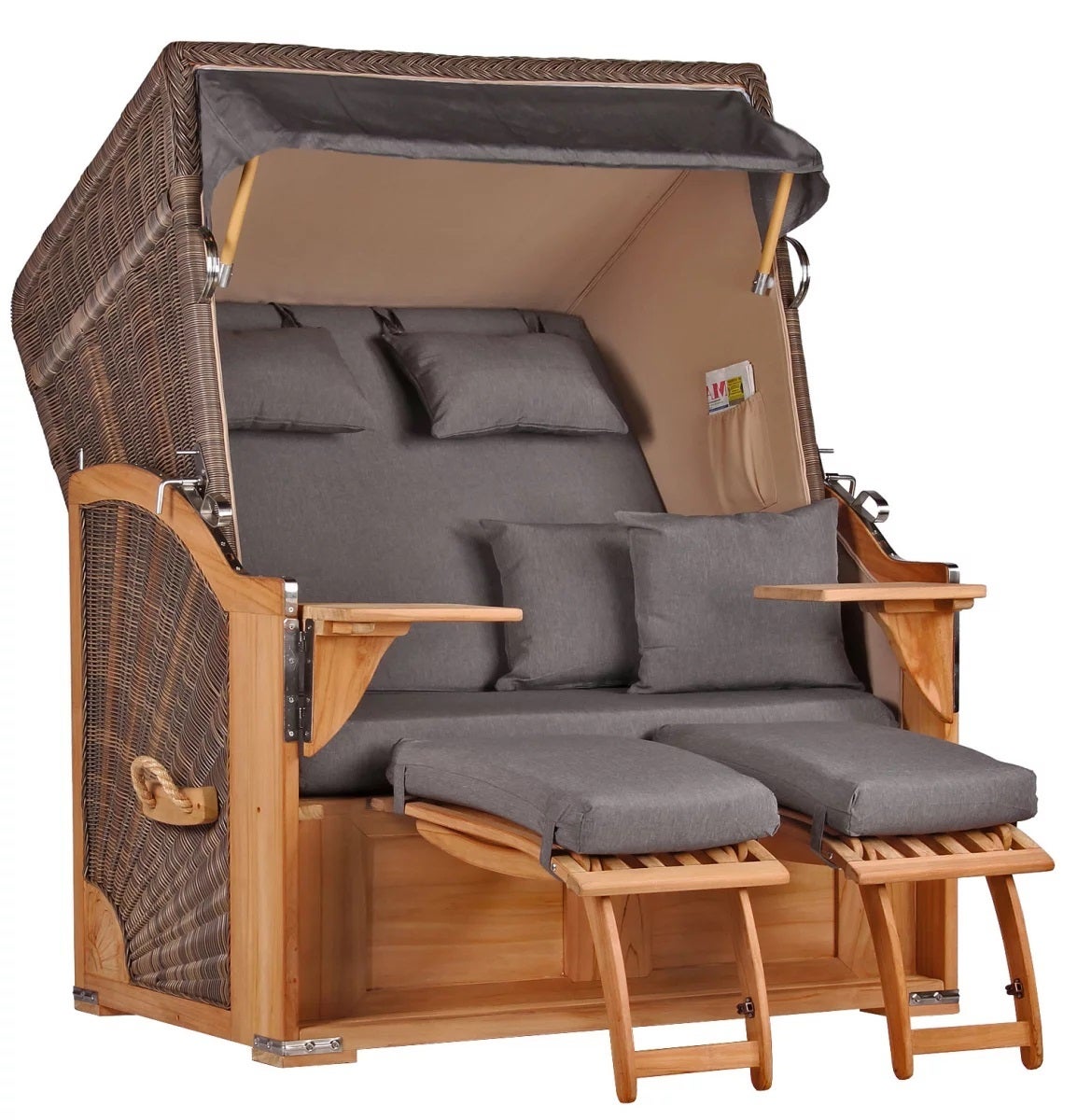 Strandstoel Nordstrand Teak PE grijs design 551