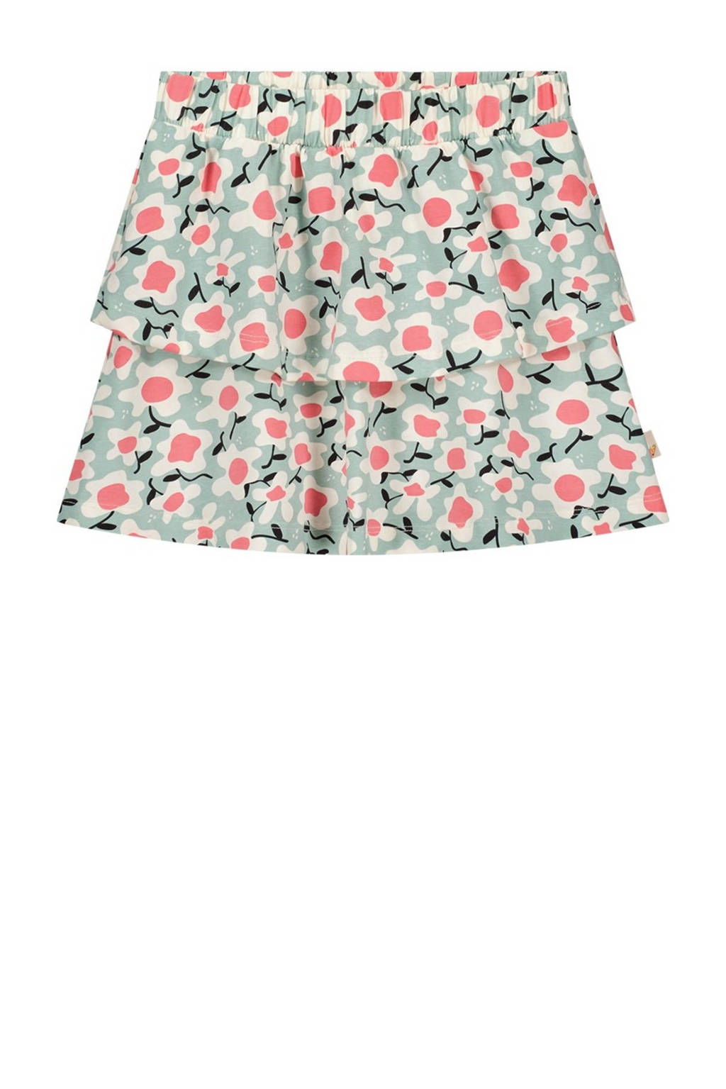 Moodstreet gebloemde rok mintgroen/roze/ecru