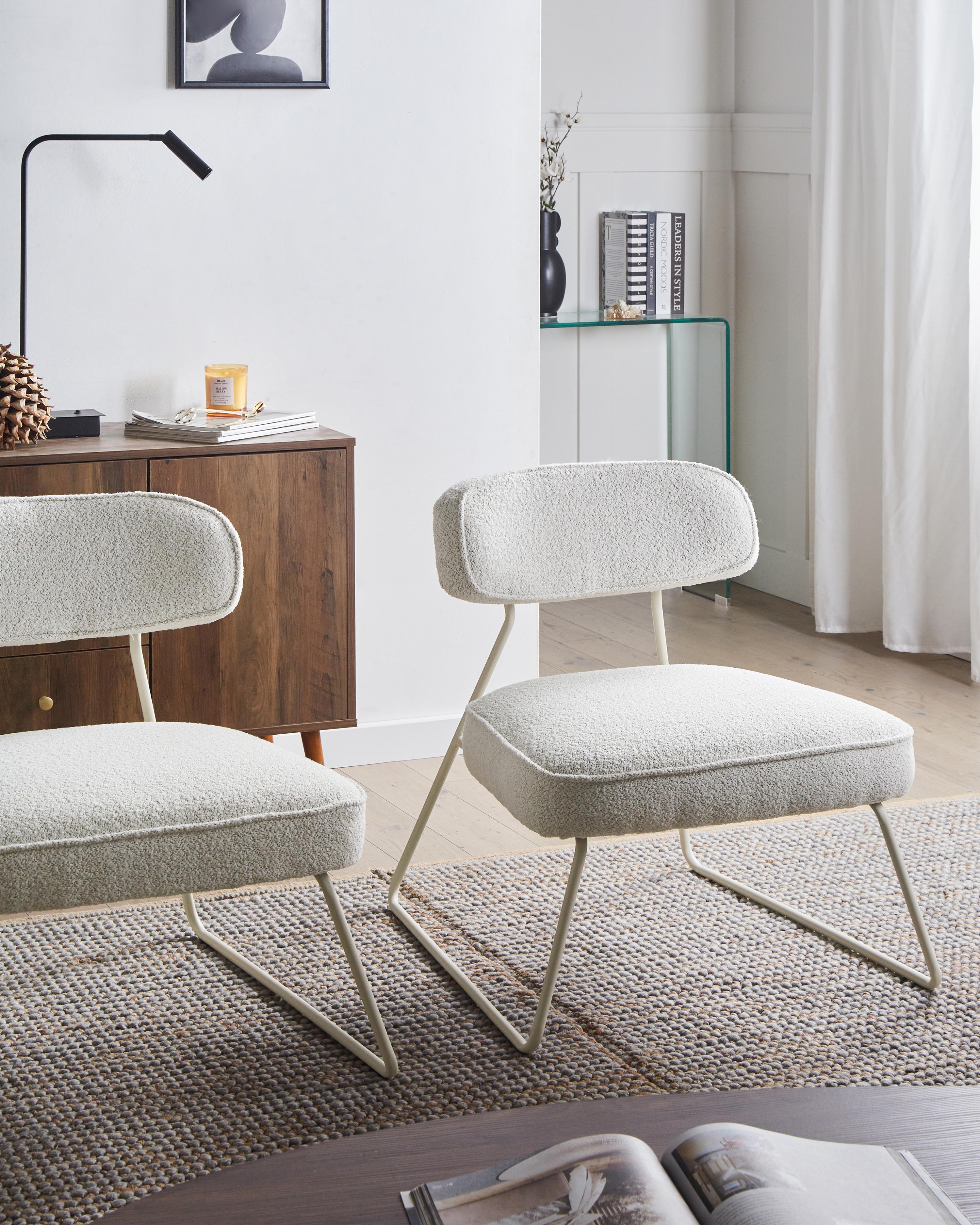 Set van 2 fauteuils FROVI Stof Gebroken wit