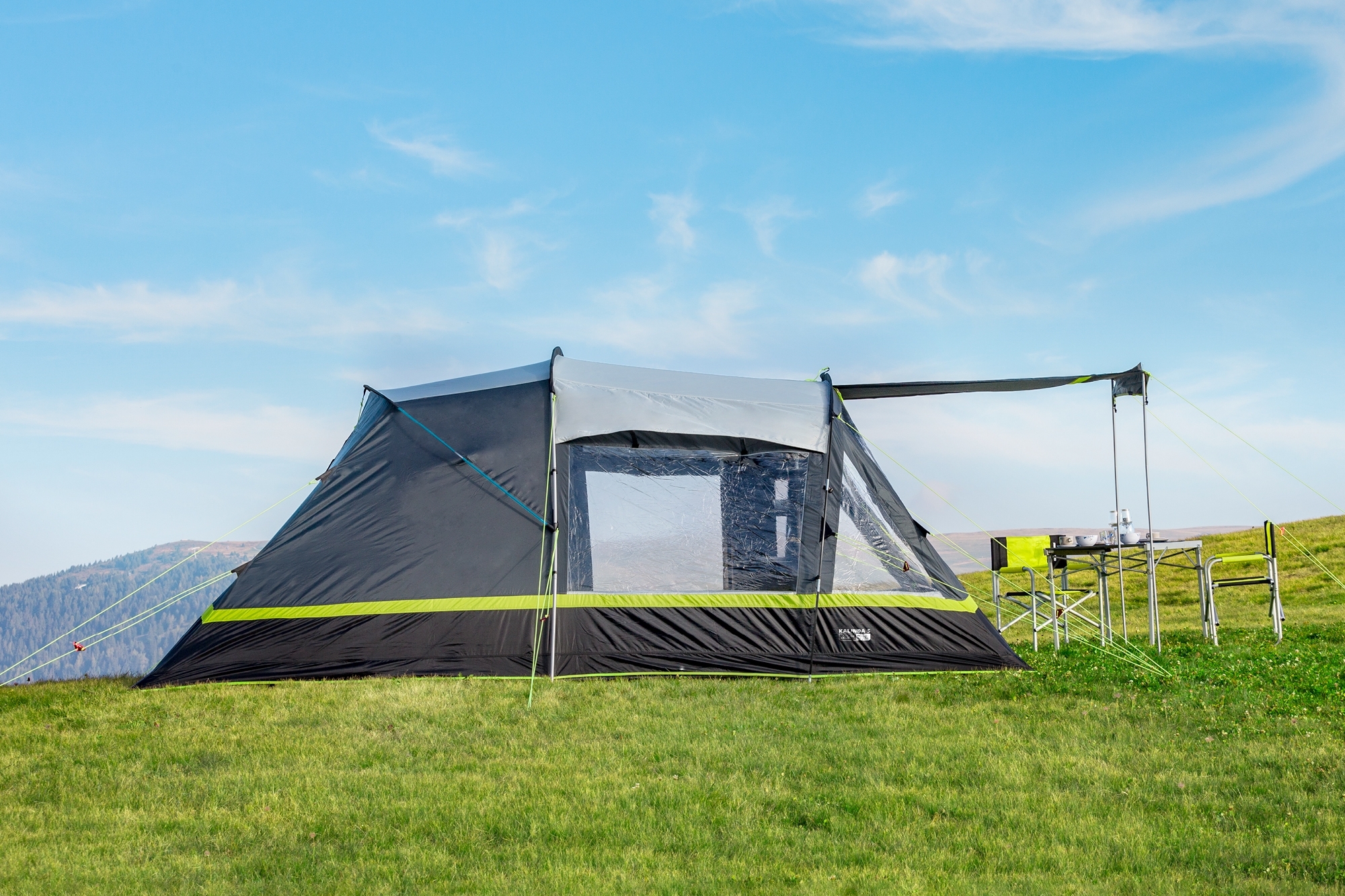Brunner Kalynda 5 Personen Familienzelt 360 x 490 x 205 cm grau / grün