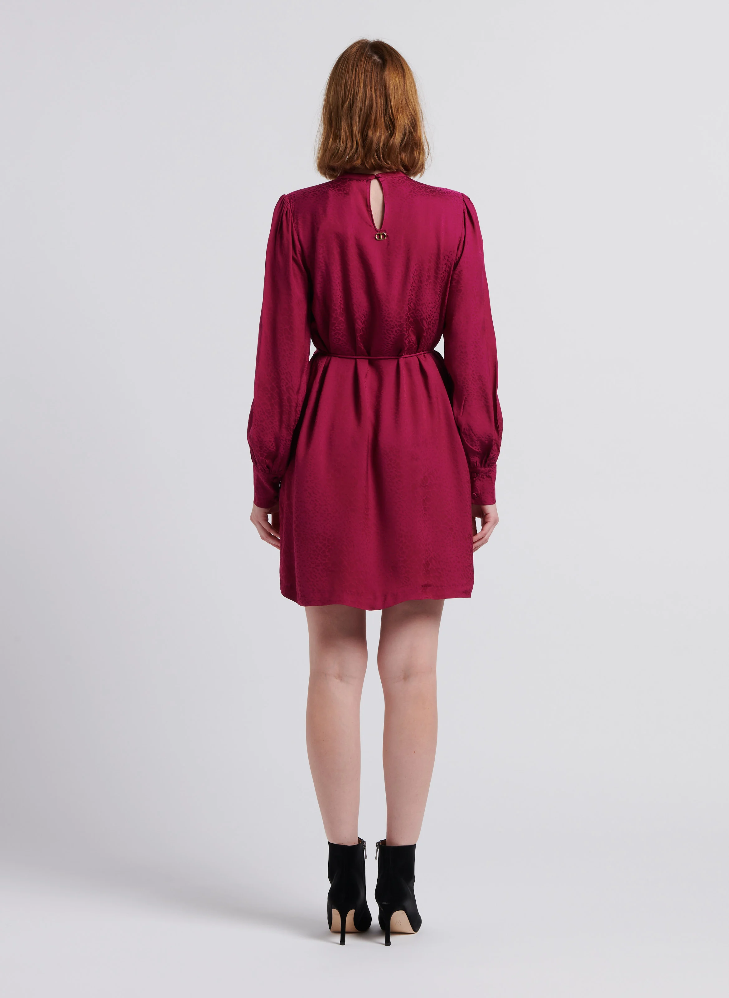 Robe col rond droite | Rose