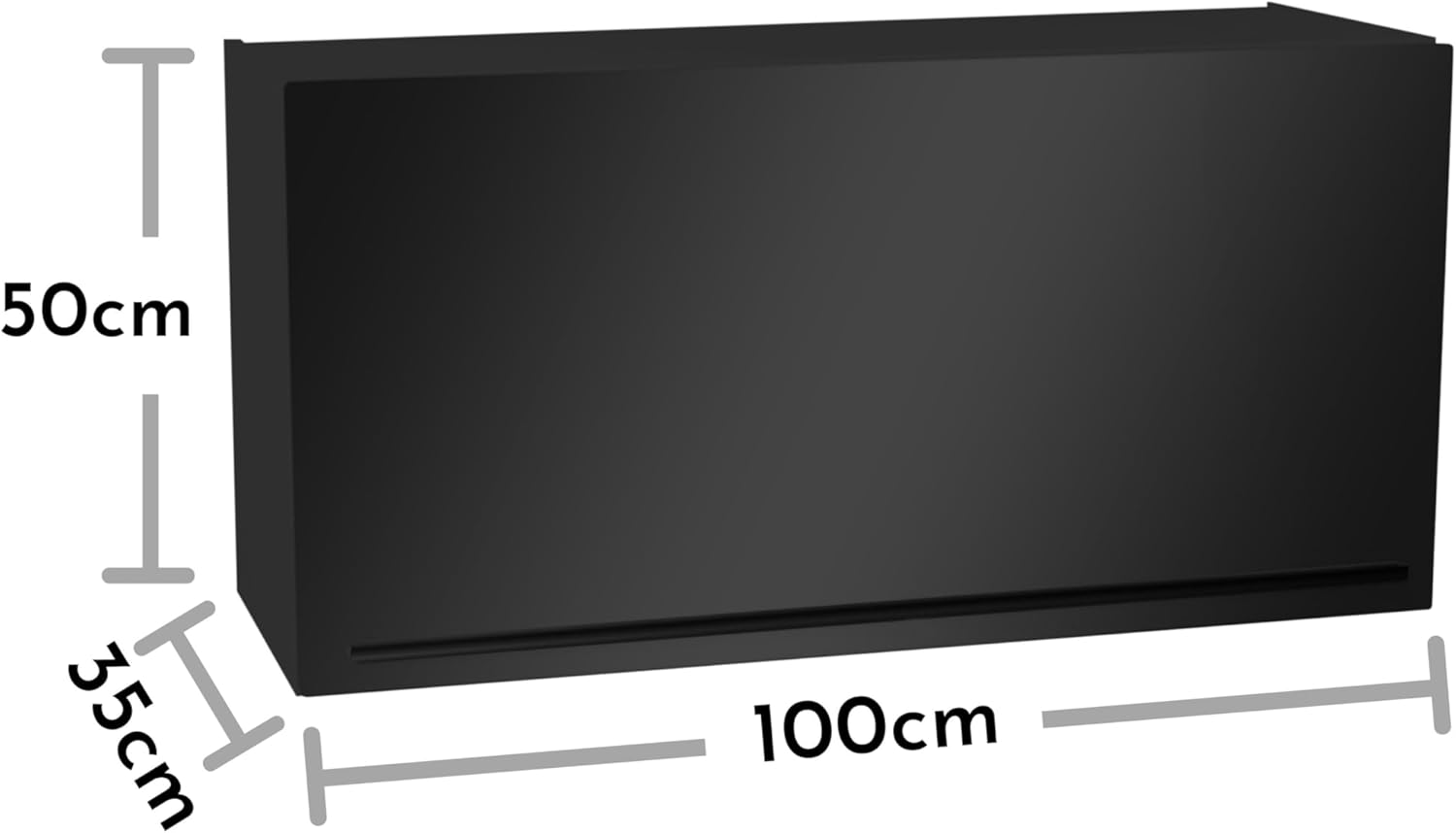 Jazz Moderner Hängeschrank Küche mit Liftfunktion in Schwarz matt - Geräumiger Küchenschrank mit viel Stauraum - 100 x 50 x 34,6 cm (B/H/T)