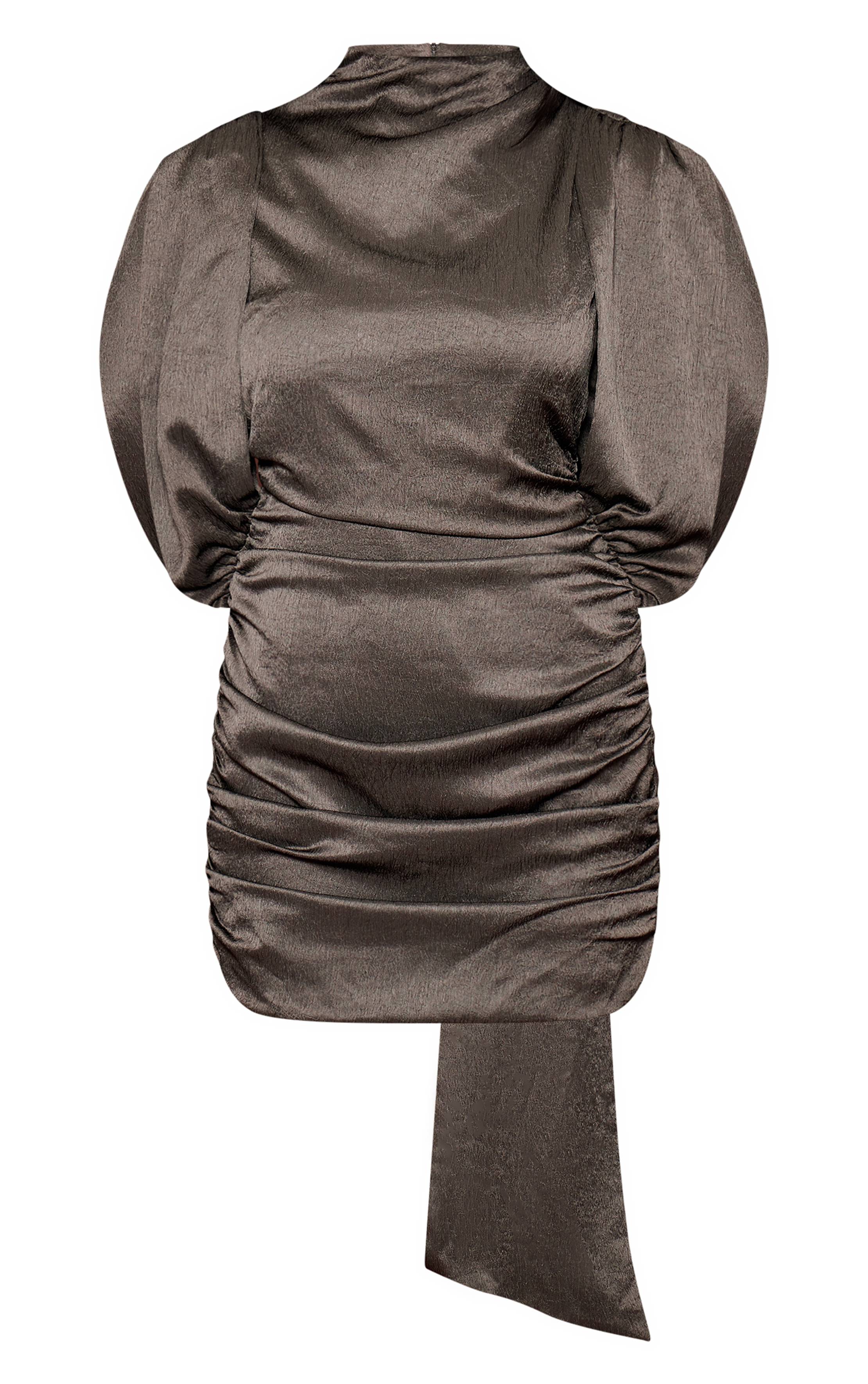 Gris Robe Courte Drapée Texturée