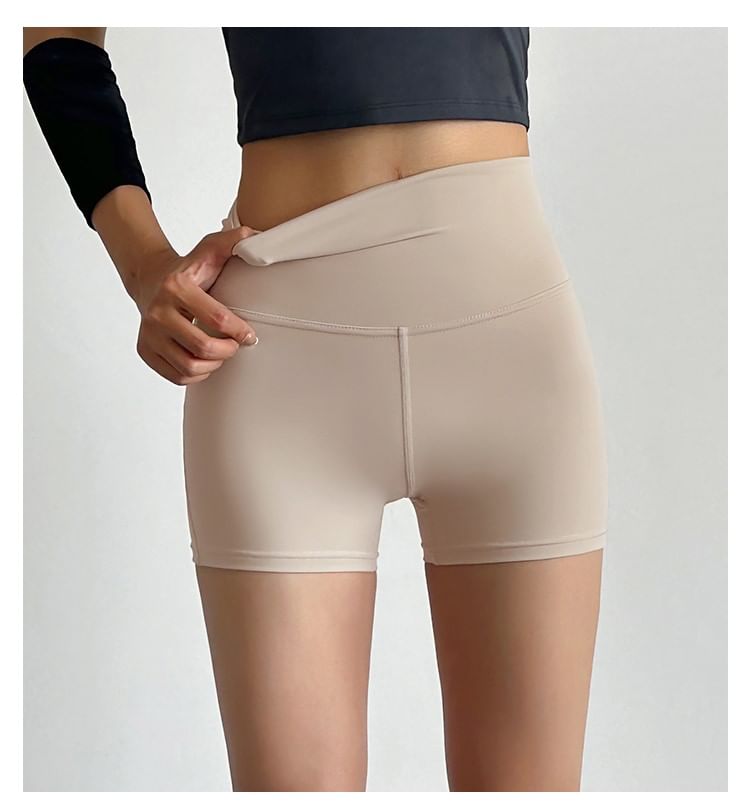 Engiko - Yogashorts met hoge taille en effen uitsnijdingen