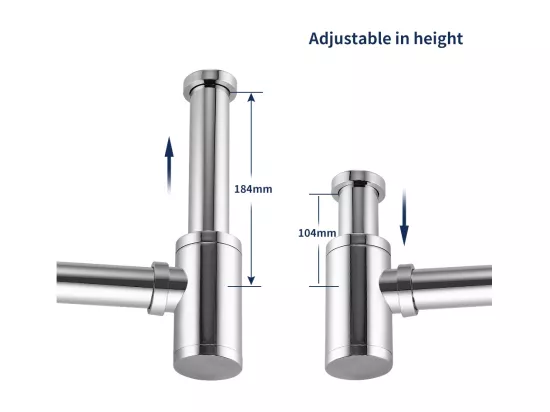 Siphon de Lavabo en Acier Inox Siphon pour vasque et lavabo hauteur réglable Set de Siphon G1-1-4