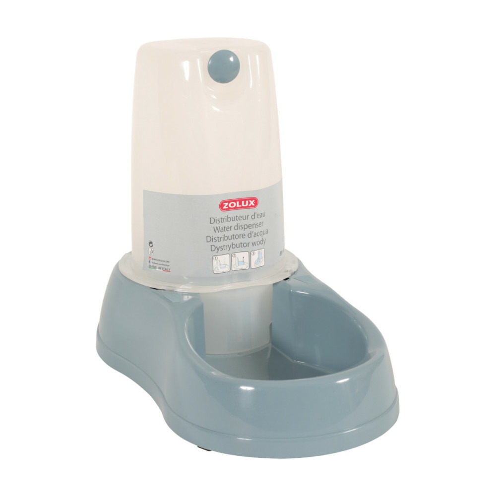 Distributeur d'eau 1.5 litres, bleu en plastique, pour chien ou chat