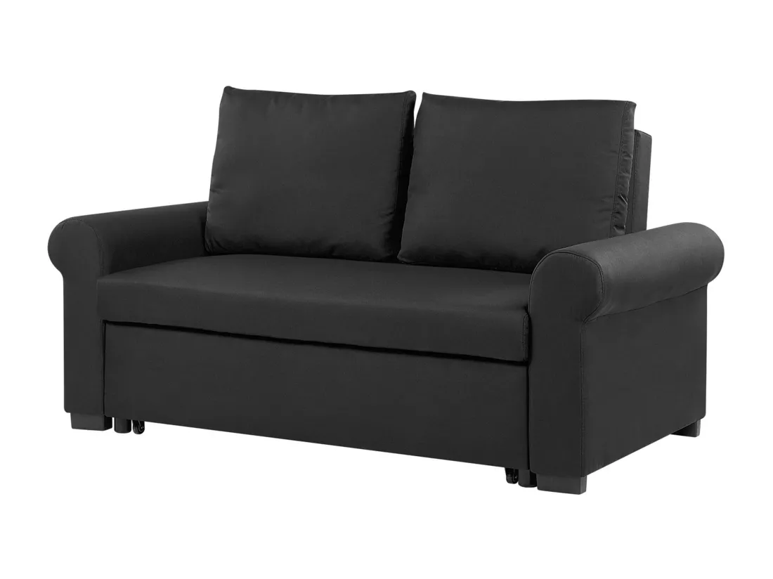 Canapé 2 places convertible en tissu noir SILDA