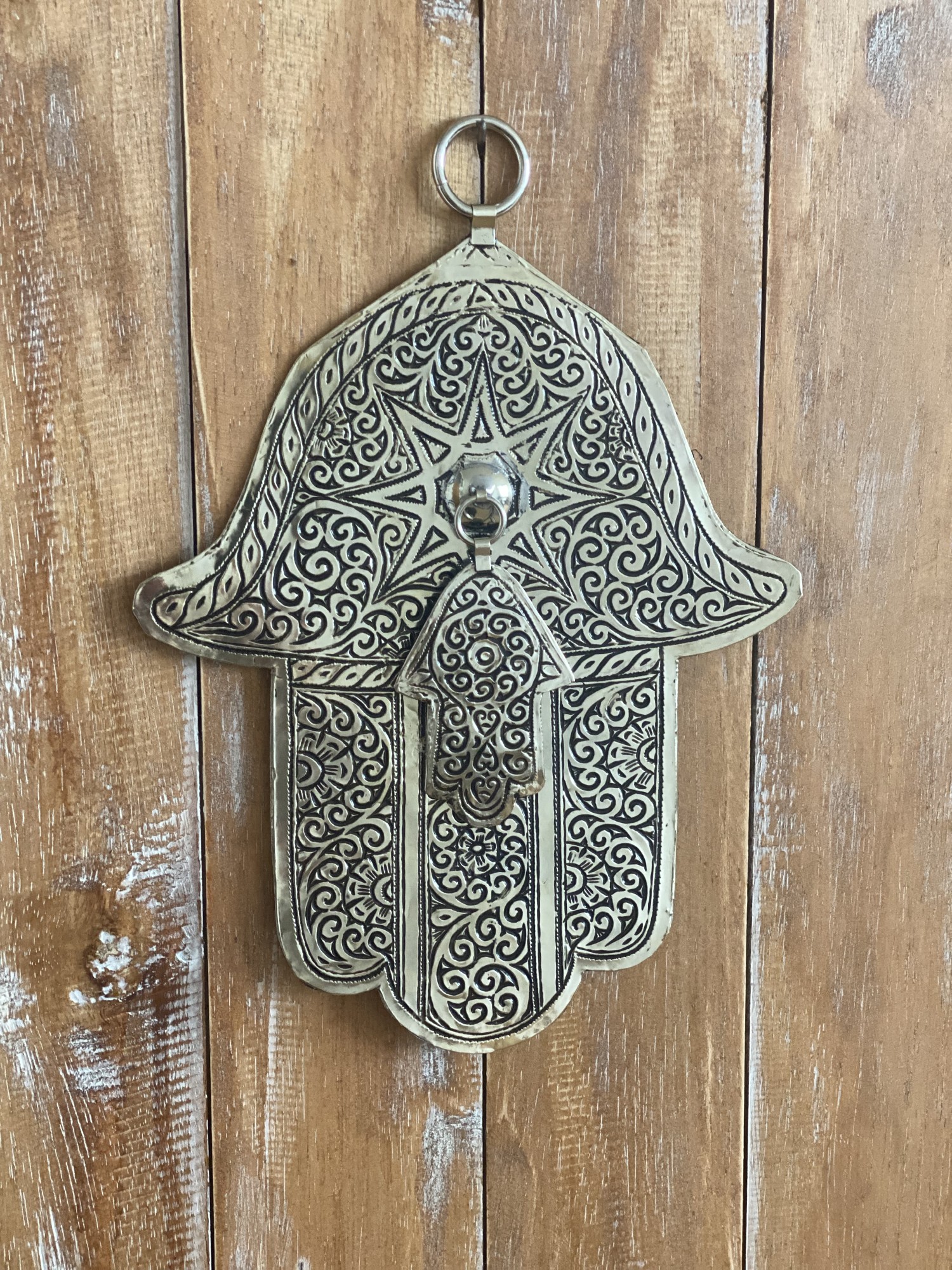 Metallhänger 'Fatima', silber, H 22 cm, B 18 cm von fischer's lagerhaus