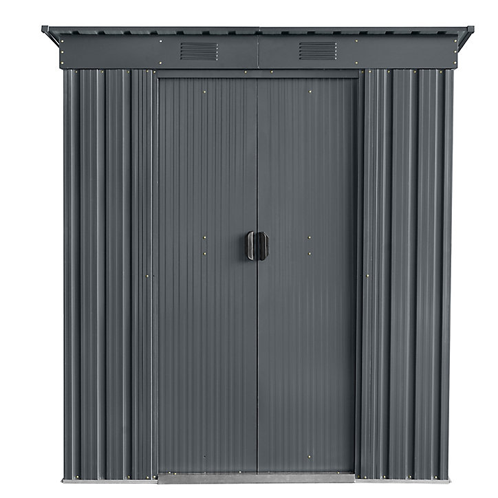 Abri de jardin GoodHome Basic en métal coloris gris ép.0,3 mm surface extérieure 1,91 m²