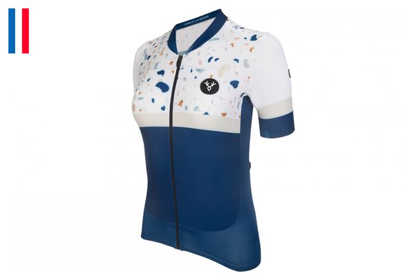 Maillot Manches Courtes Femme LeBramTerrazzo Bleu Coupe Ajustée