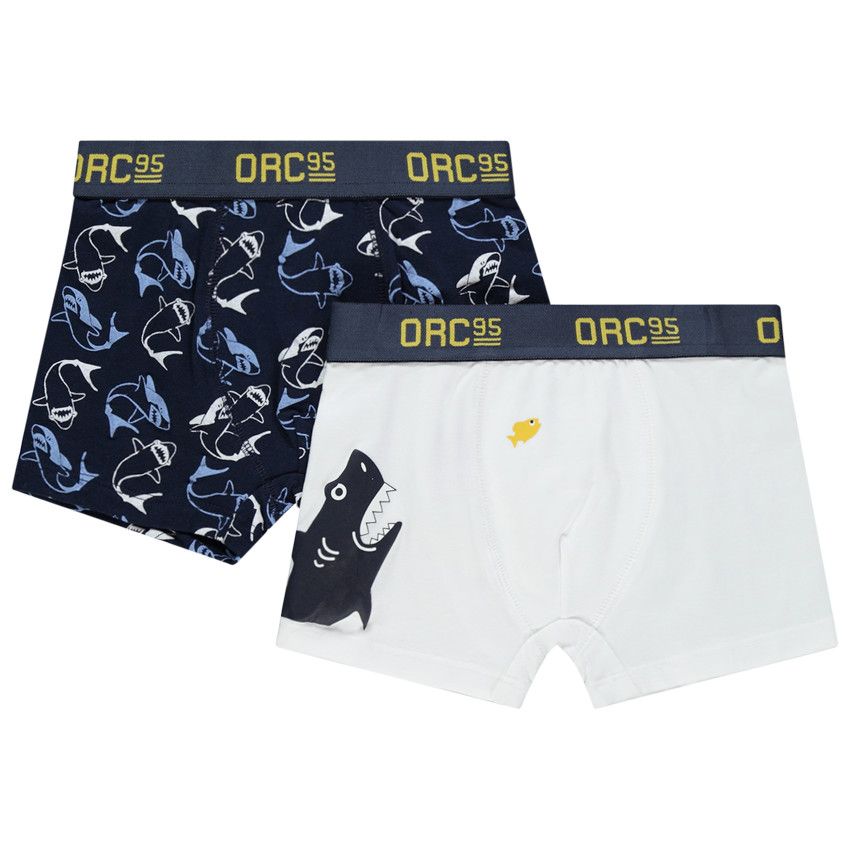 Lot de 2 boxers print requin - Blanc